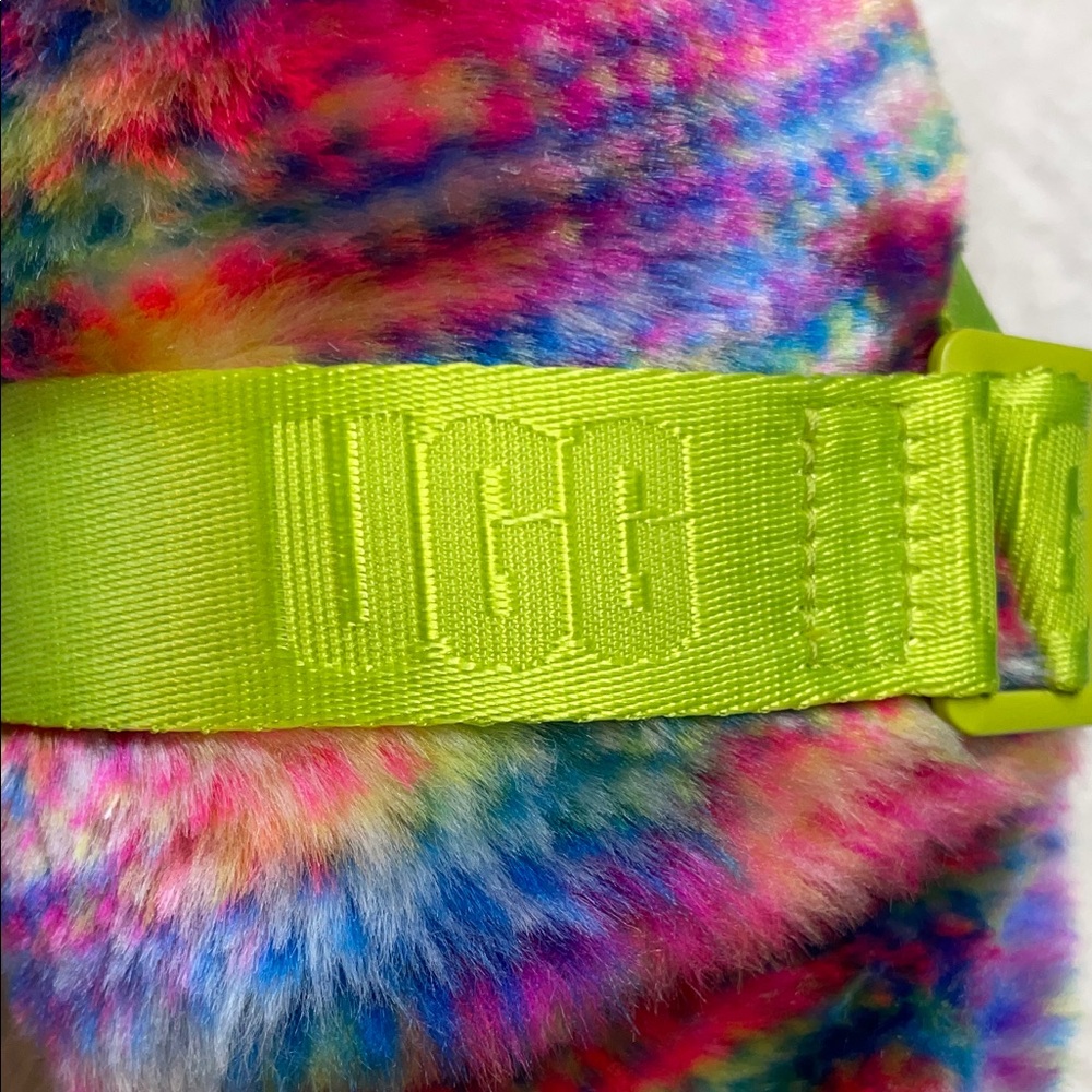 UGG Pink and Green Fluffita in Pixelate Platform Sandals with Fuzzy Upper - Picture 7 of 11
